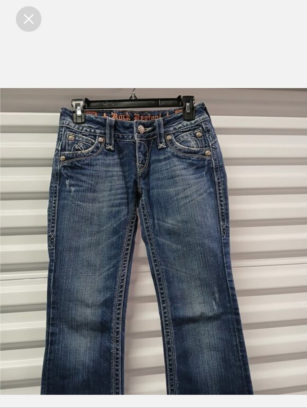 Y2K Rock Revival Chrissie Boot Cut Jeans Women's 26 Low Rise Distressed Denim